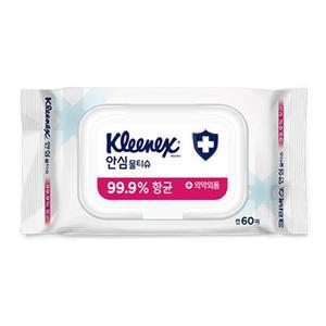 크리넥스 안심 물티슈 캡형 60매 4P 휴대용 물휴지 크리넥스물티슈 캡형물티슈