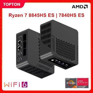 Topton 미니 PC AMD Ryzen 7 8845HS ES 베어본 컴퓨터 Windows 11 2xDDR5 PCIe4.0 2*HDMI2.0 USB4.0 게임용