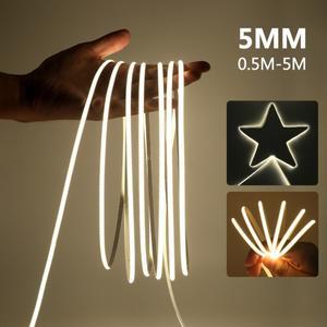 초박형 COB LED 조명 소프트 플렉시블 스트립 DC5V 테이프 라이트 바 방 장식 따뜻한 차가운  5mm