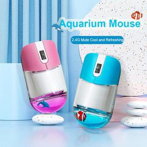 2.4G 귀여운 해양 생물 무선 마우스 크리 에이 티브 부동 동물 컴퓨터 USB 크리스탈 액체 광학 Office 노트