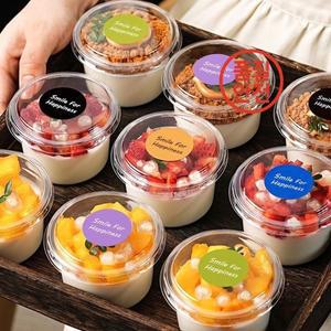 일회용 50/100Pcs 250ML 일회용 샐러드 컵 투명 플라스틱 디저트 아이스크림 돔/플랫 뚜껑이있는 그릇 컨테