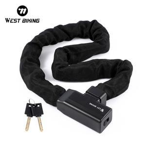 WEST BIKING 자전거 안전 도난 방지 잠금 장치, MTB 도로 체인 2 키 스쿠터 전기 전자 사이클링 액세서리