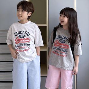 아동 유아 주니어 남아 여아 여름 데일리 티셔츠 시카고 반팔 티