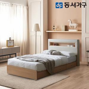 동서가구 디아나 가죽 LED헤드 1단 3서랍 슈퍼싱글 SS 수납침대 프레임 DF640117
