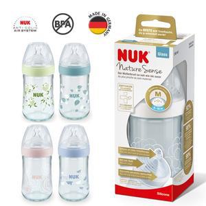 누크 네이처센스 유리젖병 240ml ( S2-M 젖꼭지부착 / 연두색상 S1-M 젖꼭지부착 )
