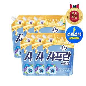 [엘지생활건강]샤프란 아로마 섬유유연제 프레쉬 아로마 리필 2.1L x 6개