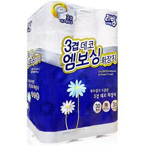리빙 3겹 데코 엠보싱 30m 30롤 화장지, 삼정펄프 두루마리 휴지