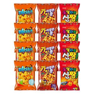 크라운 메이플콘, 74g, 4개 + 카라멜콘땅콩, 72g, 4개 + 못말리는신짱, 120g, 4개