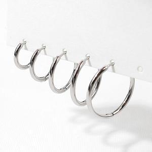 비즈아이 [8-461-01]써지컬스틸 귀걸이 원터치링 1.6x8/10/12/14/16mm (내경) 무도금 ,1쌍(2개)