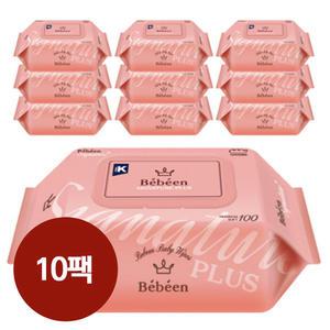 베베앙 시그니처 아기물티슈 대용량 100매 캡형 x 10팩