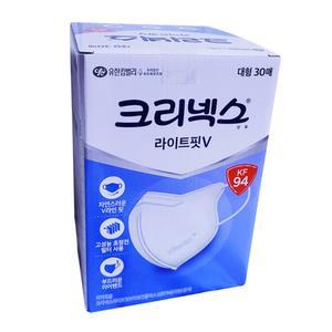 유한킴벌리 크리넥스 KF94 라이트핏 브이 마스크 30매 흰색 대형 개별포장 코스트코 귀편한 보풀없는 국내생산 마스크