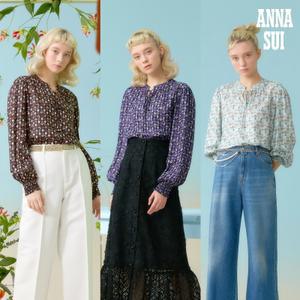 ANNA SUI 오리지널 패턴 실크 블랜딩 블라우스