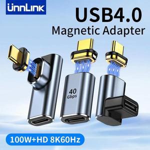 Unnlink USB C타입 마그네틱 어댑터 맥북 아이폰 호환 15 용 썬더볼트 4/3 가능 USB4 익스텐션 컨버터 40Gb
