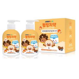 2080 키즈 브레드이발소 고불소 펌핑치약 220g 2입 오렌지