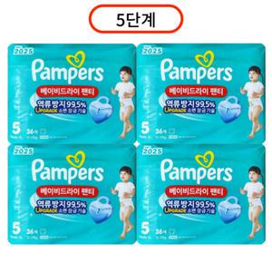 2025 팸퍼스 베이비드라이 팬티형 기저귀 5단계 36매 x 4팩