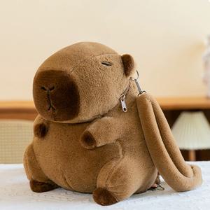 [자체검수]귀여운 카피바라 인형 백팩 모찌 봉제 애착 가방 선물용 35cm