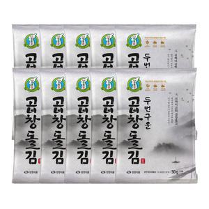 지도표 성경김 두번구운 곱창돌김 30g(10매) X 10봉 무조미 곱창김