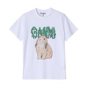 [가니]GANNI T2778 151 버니 로고 프린트 여성 반팔티