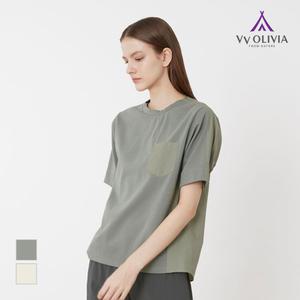 [비비올리비아] 셔츠 블록 티셔츠_VVCAS3M4481