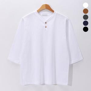 [후앙스] 슬라브 헨리넥 박스 7부 티셔츠 DRRT1882