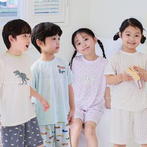 삐삐롱 2025 남아 여아 초등학생 여름 반팔 내의 레이온 편면 5부 실내복