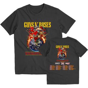 라운드 넥 여름 반팔 Guns N Roses 2025 투어 티셔츠 남자 남성 코튼 프린트 반 o 탑 유니 streetwear 힙