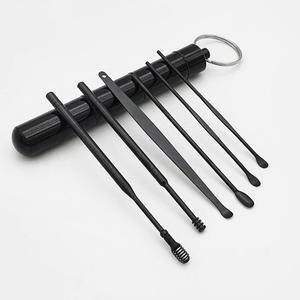 고품질 휴대용 스텐 귀이개 세트 블랙 귀청소 귀지제거 귀후 (WFHO3XR)