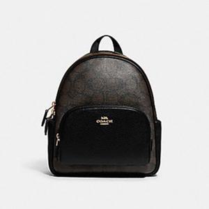 [코치] 코트 시그니처 캔버스 미니 가죽 백팩 C8604 Black/Brown
