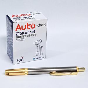 수 스텐 채혈기 + 오토첵 멸균 채혈침 30G 100개입 사혈기 약국 란셋 니들 세트