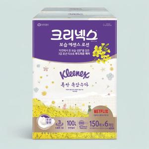크리넥스 보습 에센스 로션 미용티슈 150매 6개