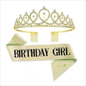 초특가 [왕관+어깨띠 세트]브라이덜샤워 생일 파티 용품 소품 골드+벌스데이걸