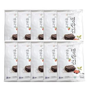 (벌크)명란 뿌린 하동녹차 전장김 30g 10봉안주용 맛김 하동 선물세트 맛있는 자연 조미 도시락 구이