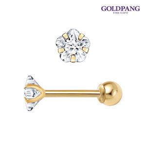 [골드팡]14k 쁘띠스톤 플라워 큐빅 피어싱 4mm