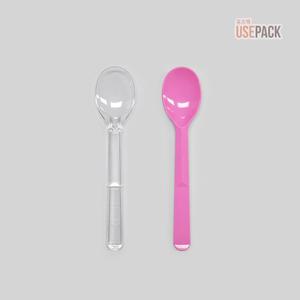 일회용 아이스크림스푼 대 분홍 일회용 수저 벌크 500개