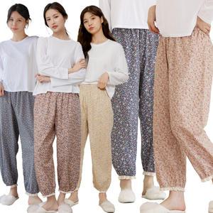MANUA 여성 순면 개버딘 플라워 9부 파자마 홈웨어 고쟁이 잠옷바지