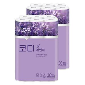 코디 라벤더 스페셜 3겹 롤화장지 30m 30롤 2팩