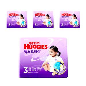 2024 하기스기저귀 맥스드라이 3단계 밴드형 공용 72매X4팩 중형 아기기저귀