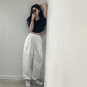 [갓샵]여성 바스락 스트링 밴딩 와이드 조거 팬츠 여름 트레이닝 츄리닝 바지 [2color 여자 쿨 썸머]