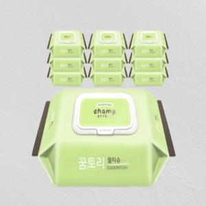 꿈토리 아기 물티슈 뉴 가득찬 챔프 엠보싱 캡형 100매 10팩