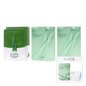 김정문알로에 피토 그린 앰플 마스크팩, 10매, 2개 + 더 퍼스트 솔루션 알로에 마스크팩, 10매, 1개+증정 (마일드 코튼 화장솜, 80매, 1개 + 피토 그린 앰플 마스크팩, 1개)