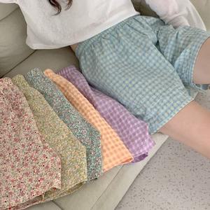 여름 체크 플라워 파자마 잠옷 반바지 6color 홈웨어 꽃무늬 여성 시원한