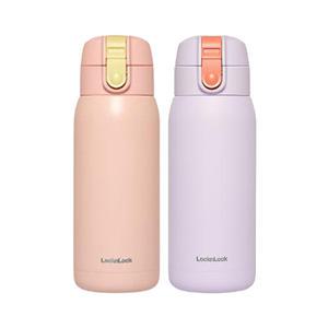 락앤락 스쿨핏 코튼캔디 원터치 텀블러 370ml, 바이올렛+핑크, 2개