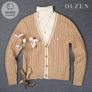 [올젠] 여성 캐시미어 블렌드 와이넥 가디건 (ZLC4EC1110)