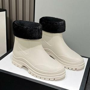 [오노마] ONM 여성 기모안감 털 데일리 첼시 레인부츠