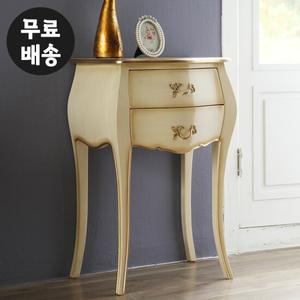 레나 원목 엔틱 2단 협탁 콘솔 틈새 예쁜(빈티지크림)