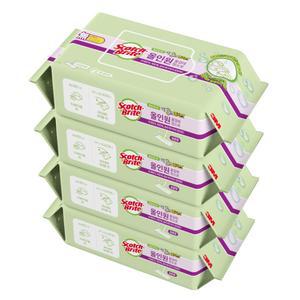 스카치브라이트 3M 올인원 베이직 더블액션 물걸레 청소포 플러스 표준형 25매, 28 x 21 cm, 4개