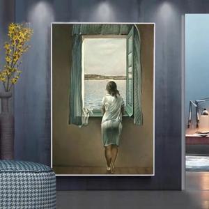 살바도르 달리 창문에 있는 여성 캔버스 그림 터 및 인쇄물 거실 장식 벽 예술 프레임 없음