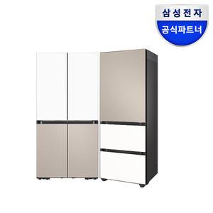 혜택가345만원대 삼성 비스포크 키친핏 냉장고 김치냉장고 세트 RM70F63R2ZG+RQ33DB74D2AP 베이지+화이트