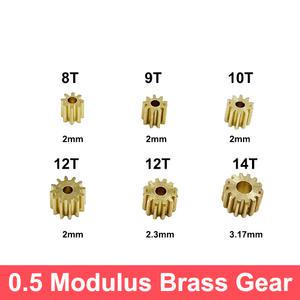 0 5 모듈러스 금속 구리 황동 기어 피니언 변속기 핏 모터, 8T 9T 10T 12T 14T, 2mm 2 3mm 3 17mm 샤프트, DIY RC 자동차