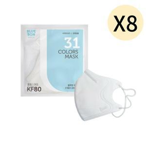 블루본 베이직 KF80 마스크 중형 화이트 추천 30매 X8